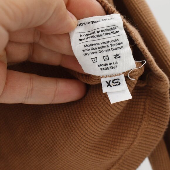 MATE the Label Cropped Thermal Top Womens XS Waffle Knit Long Sleeve Crew crop - Picture 5 of 9